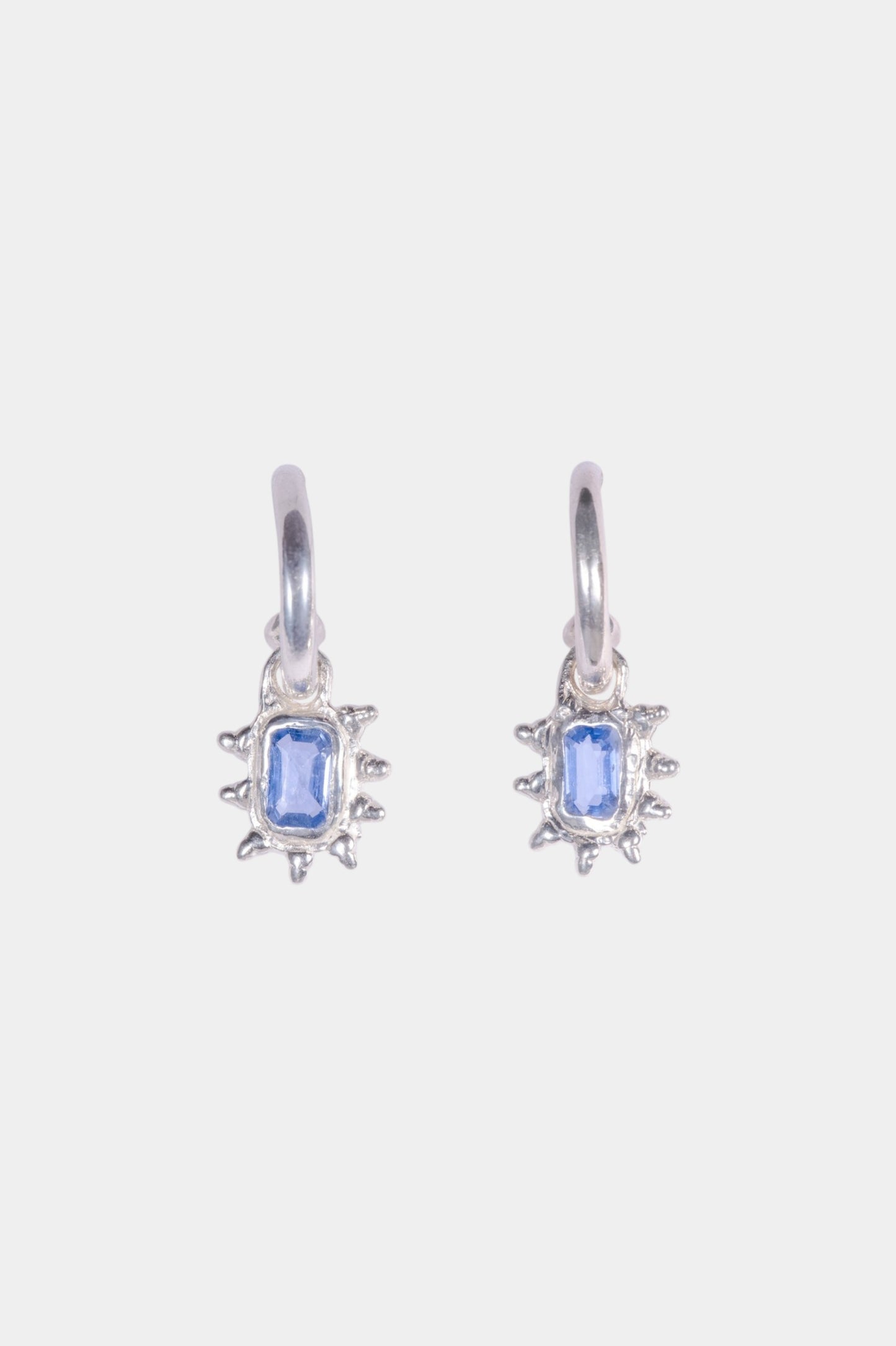 Blue Sapphire Hoop Studs