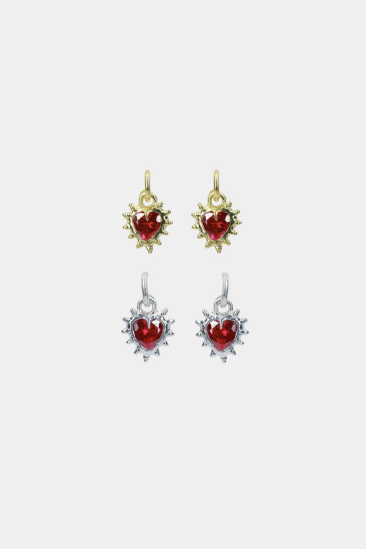 Ruby Heart Hoops
