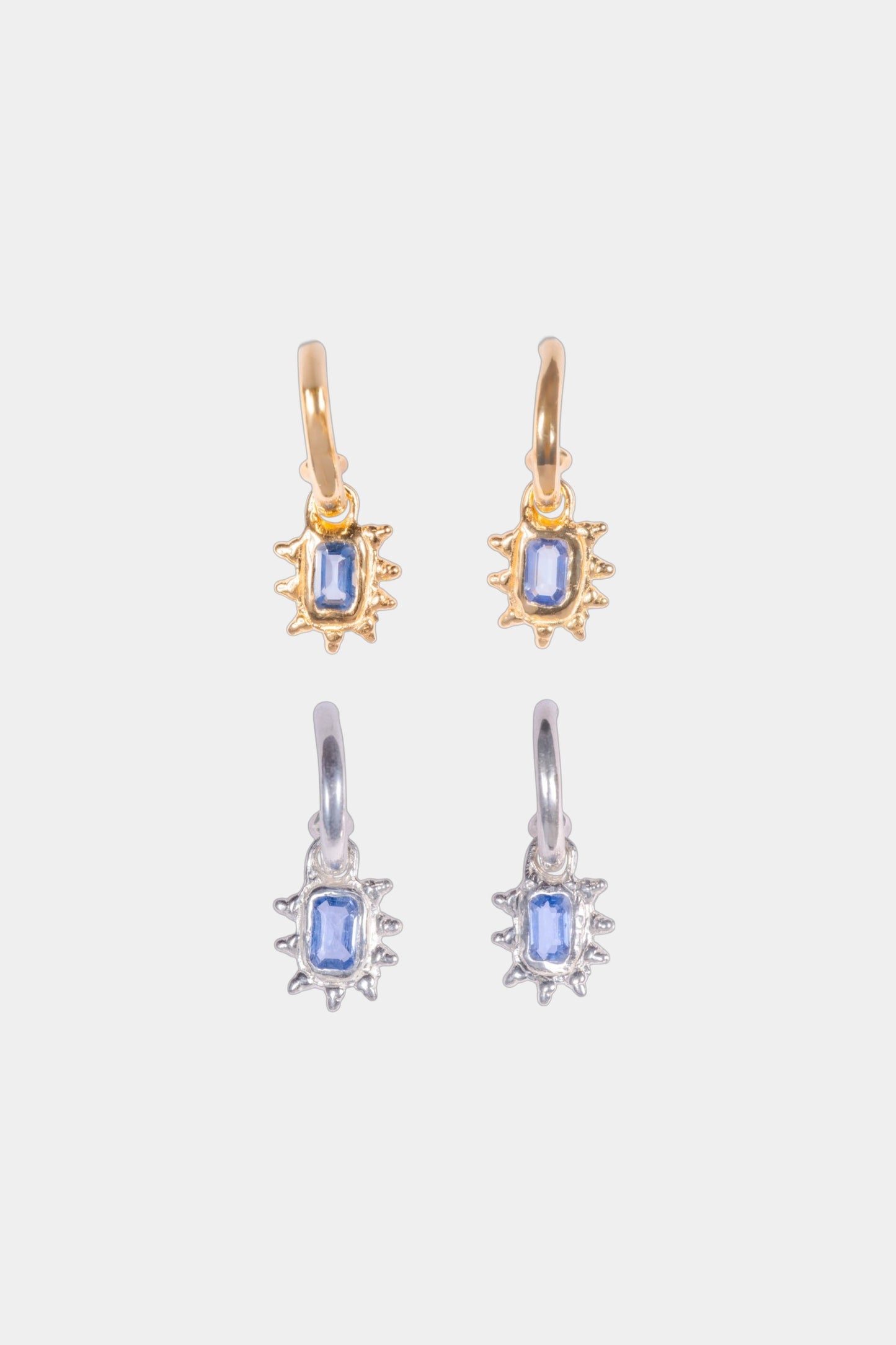 Blue Sapphire Hoop Studs